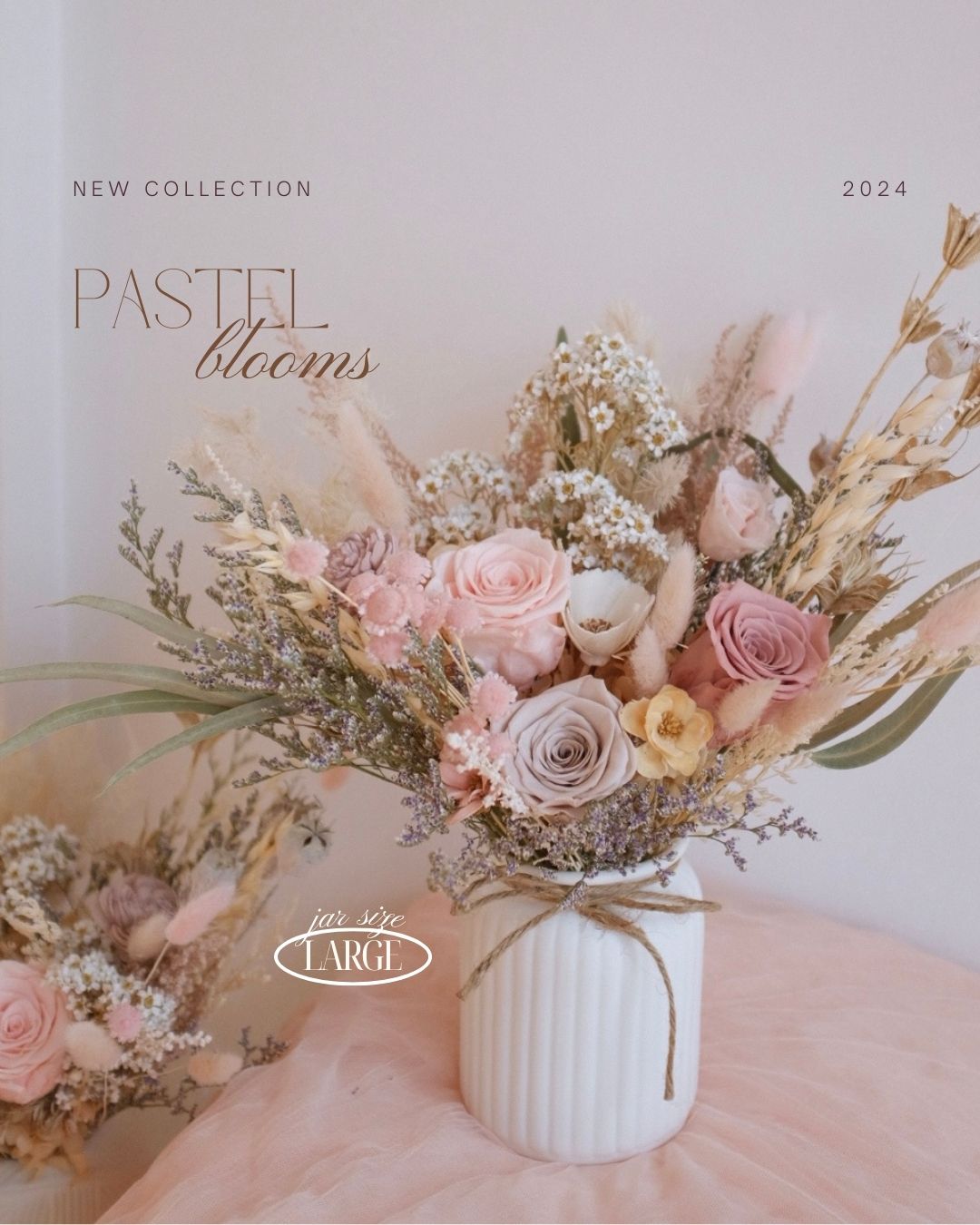 Preserved flower jar |  Pastel Blooms